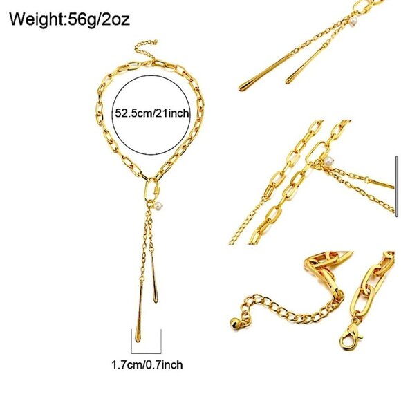 Silver Pearl Chunky Chain Statement Pendant Unique Necklace - Picture 5 of 5